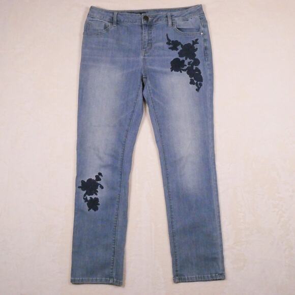 Simply Vera Vera Wang Denim - Simply Vera Wang Embroidered Jeans Light Wash Cropped Pants